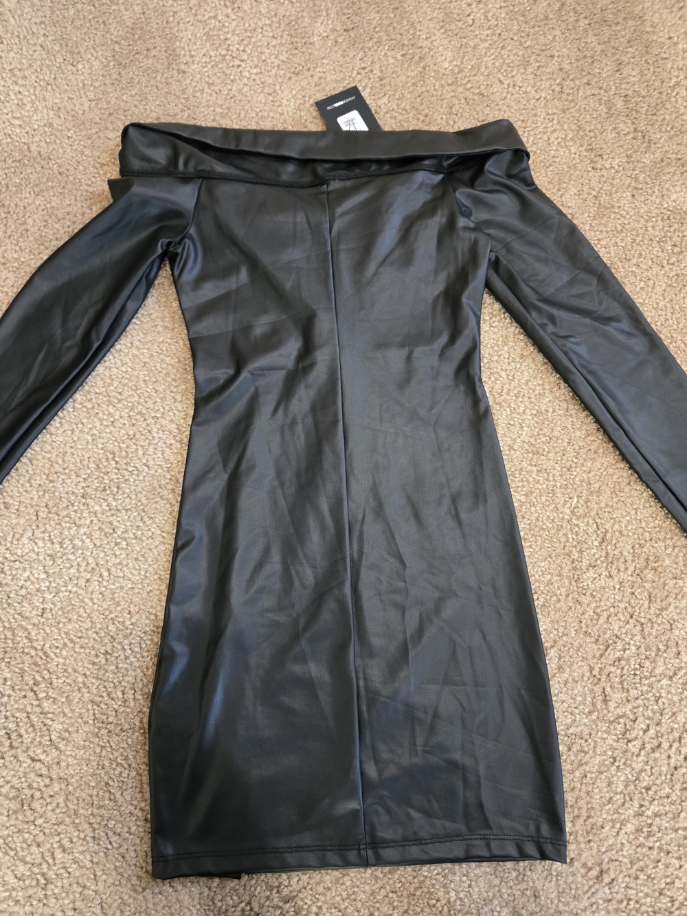 Fashion Nova Black Faux Leather Dress with Branded Tag - Picture 5 of 7